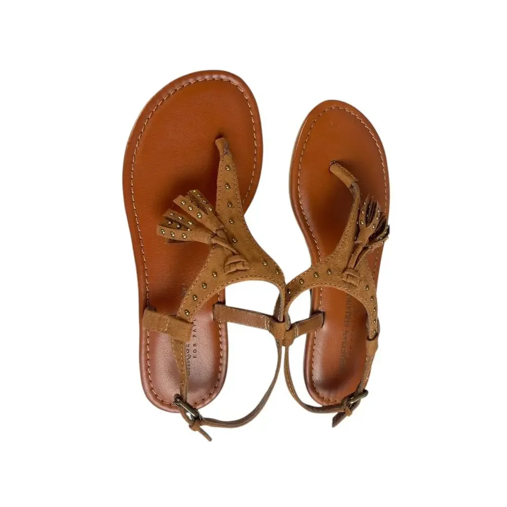 Christian Siriano Payless Brown Studded T Strap Thong Sandals 5.5 Boho